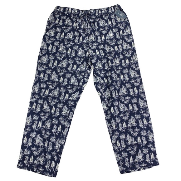 Club Room Mens Forest Print Drawstring Pajama Pants Navy Blue XL - Picture 1 of 4